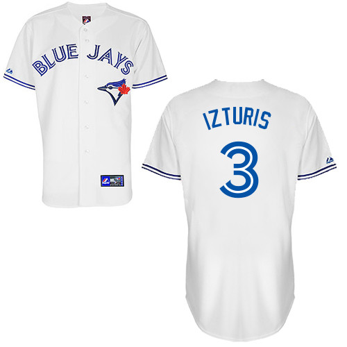 Maicer Izturis #3 Youth Baseball Jersey-Toronto Blue Jays Authentic Home White Cool Base MLB Jersey
